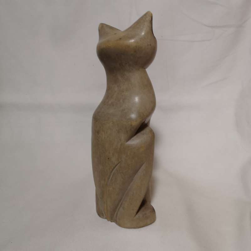 Vintage Cat Hand Carved Solid Wooden Cat