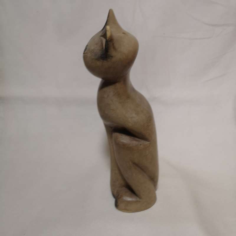 Vintage Cat Hand Carved Solid Wooden Cat