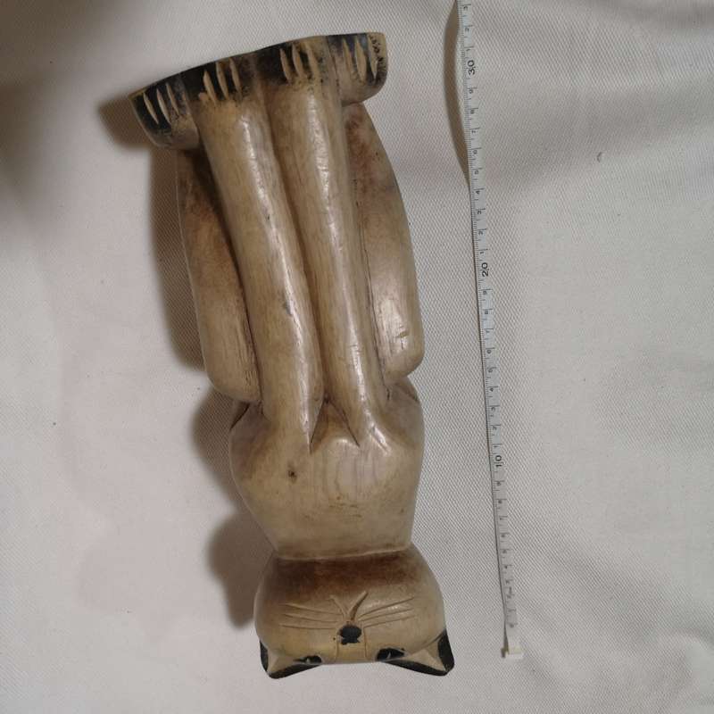 Vintage Cat Hand Carved Solid Wooden Cat