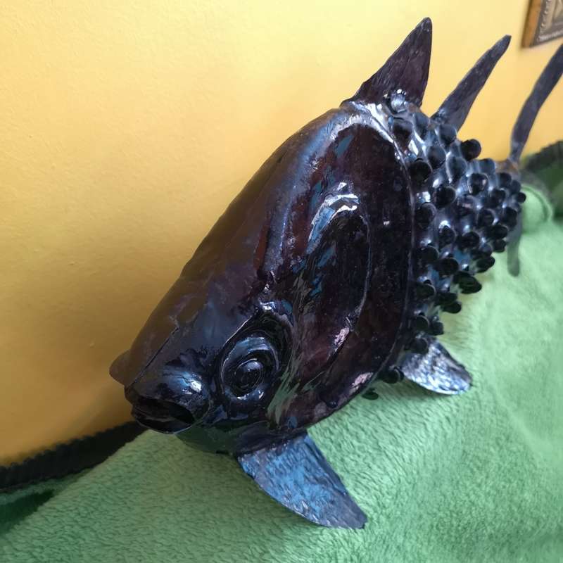 Vintage Metal Fish sculpture Handmade. Approx 470mm Head to Tail