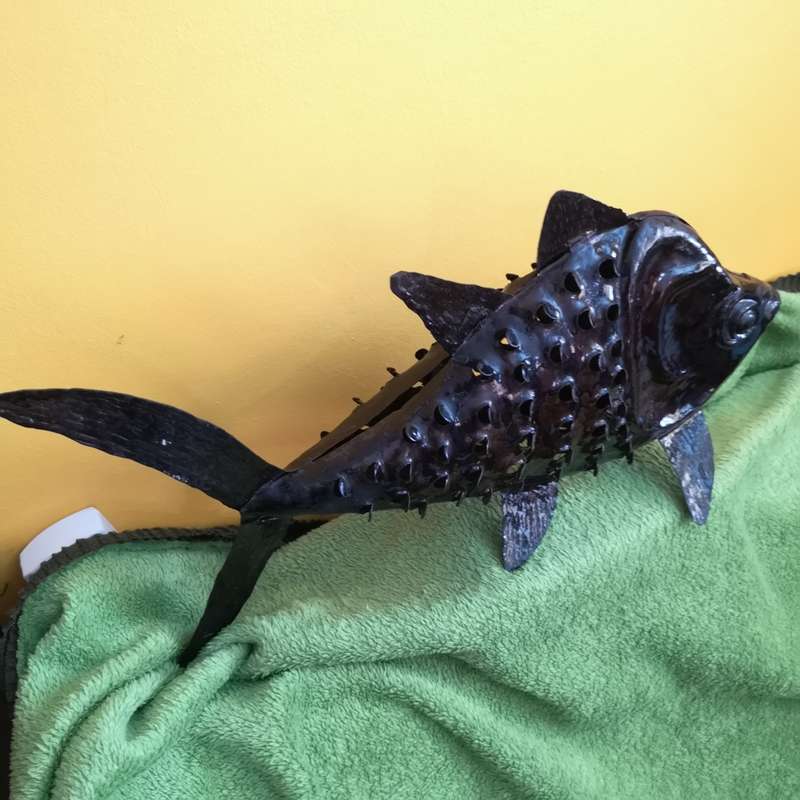 Vintage Metal Fish sculpture Handmade. Approx 470mm Head to Tail