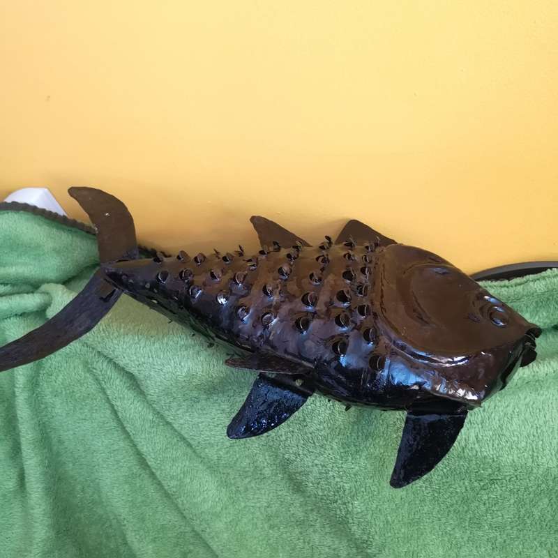 Vintage Metal Fish sculpture Handmade. Approx 470mm Head to Tail