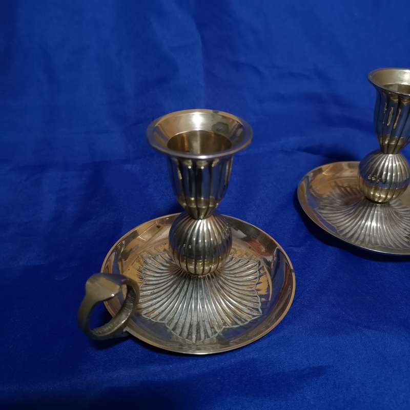 Brass Vintage Chamberstick Ornate Candle Holder/ Altar Decoration. 1 Pair