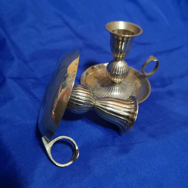 Brass Vintage Chamberstick Ornate Candle Holder/ Altar Decoration. 1 Pair