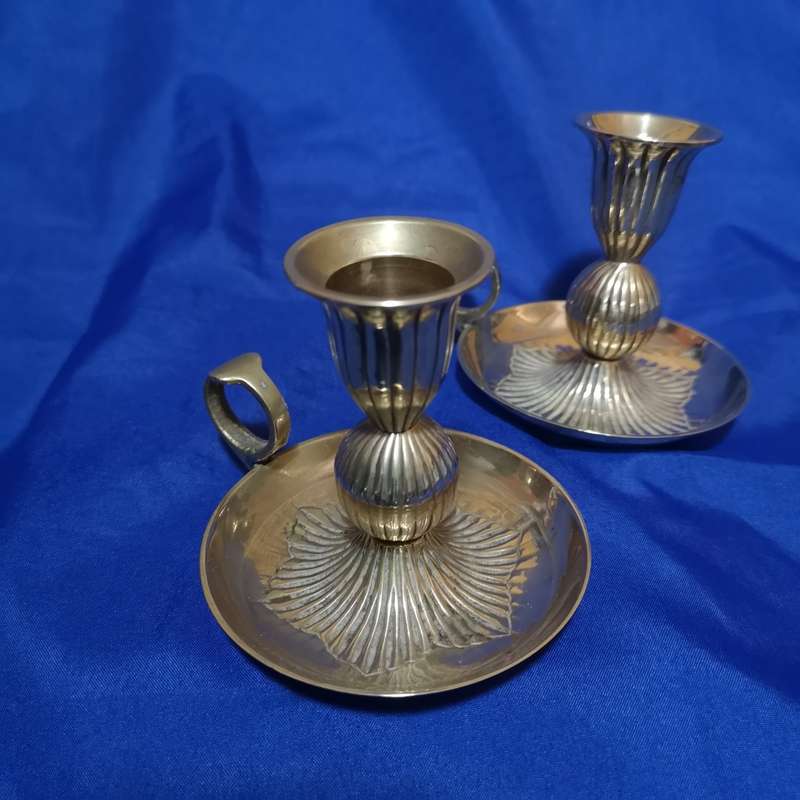 Brass Vintage Chamberstick Ornate Candle Holder/ Altar Decoration. 1 Pair