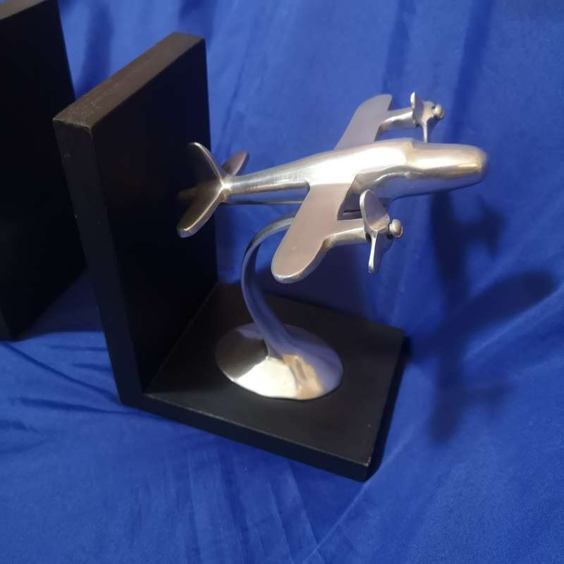 Retro Twin Prop Airplane Bookends Pier One. Propellors are free to turn. Solid