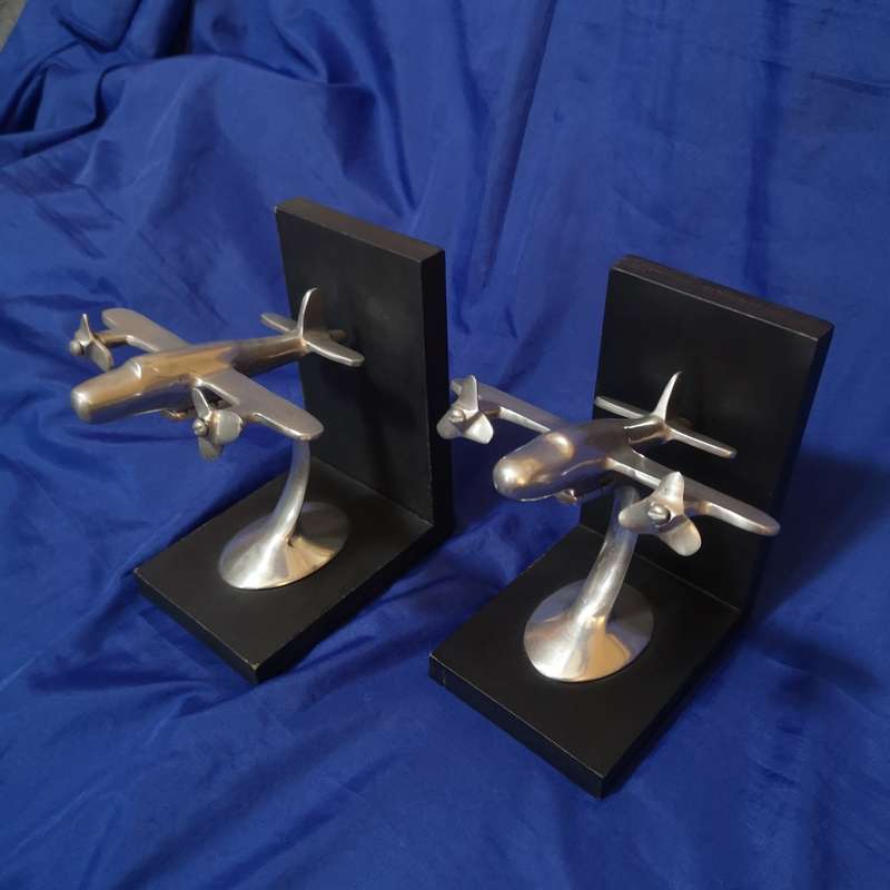 Retro Twin Prop Airplane Bookends Pier One. Propellors are free to turn. Solid