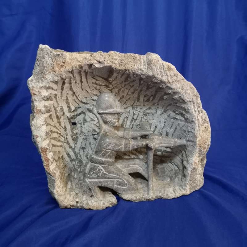Mining Folk Art 3 D Miner Carved/ Sculpted from One Piece of Rock Unique. vintage
