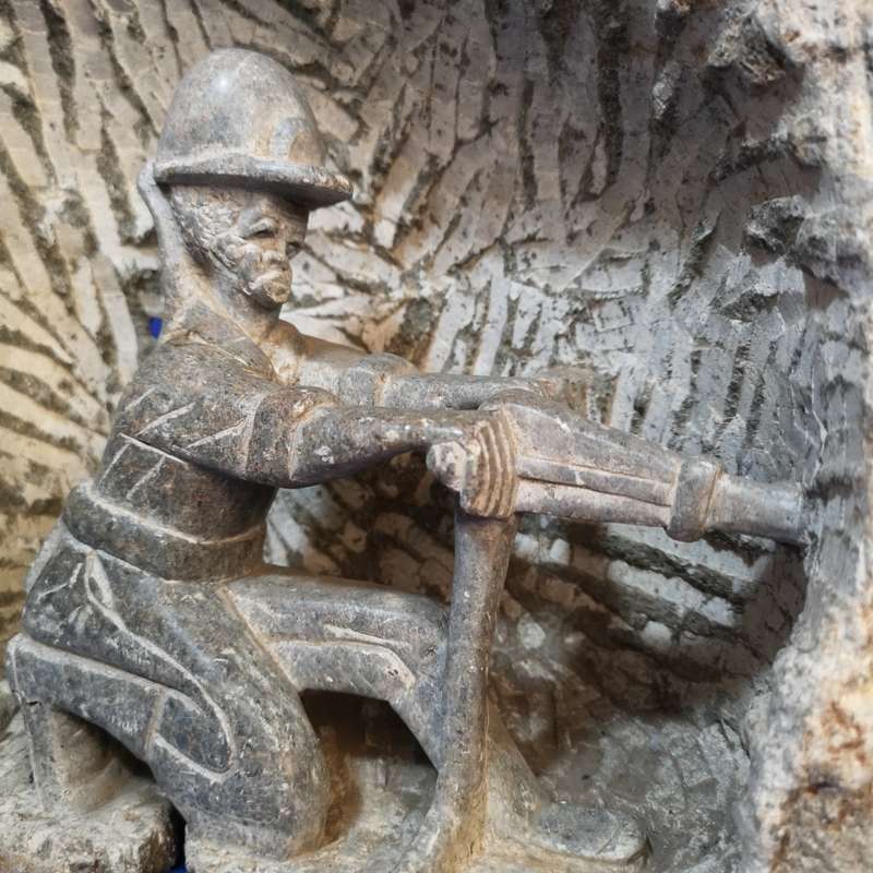 Mining Folk Art 3 D Miner Carved/ Sculpted from One Piece of Rock Unique. vintage