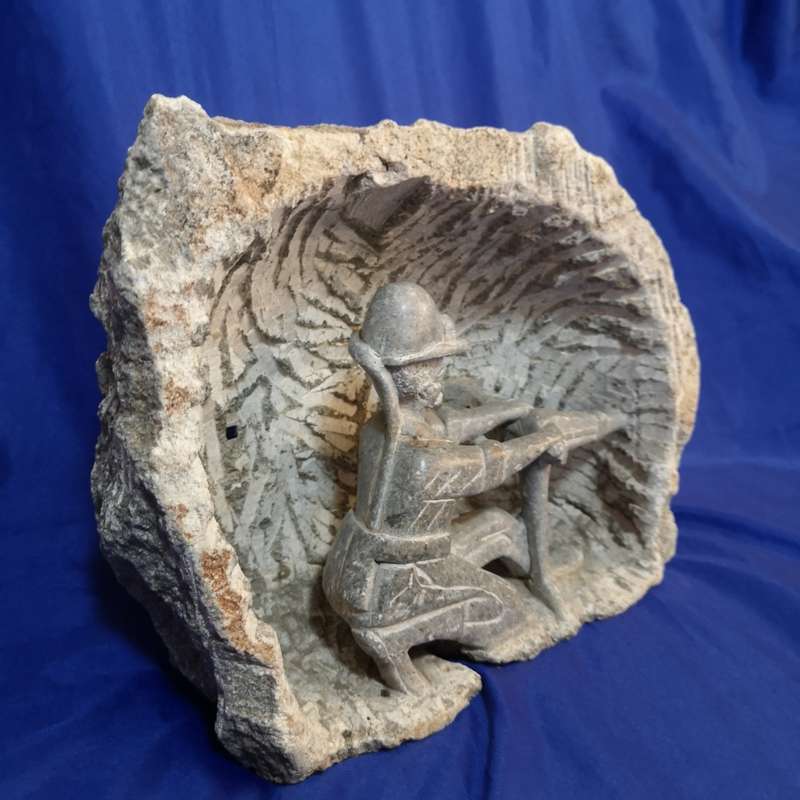 Mining Folk Art 3 D Miner Carved/ Sculpted from One Piece of Rock Unique. vintage