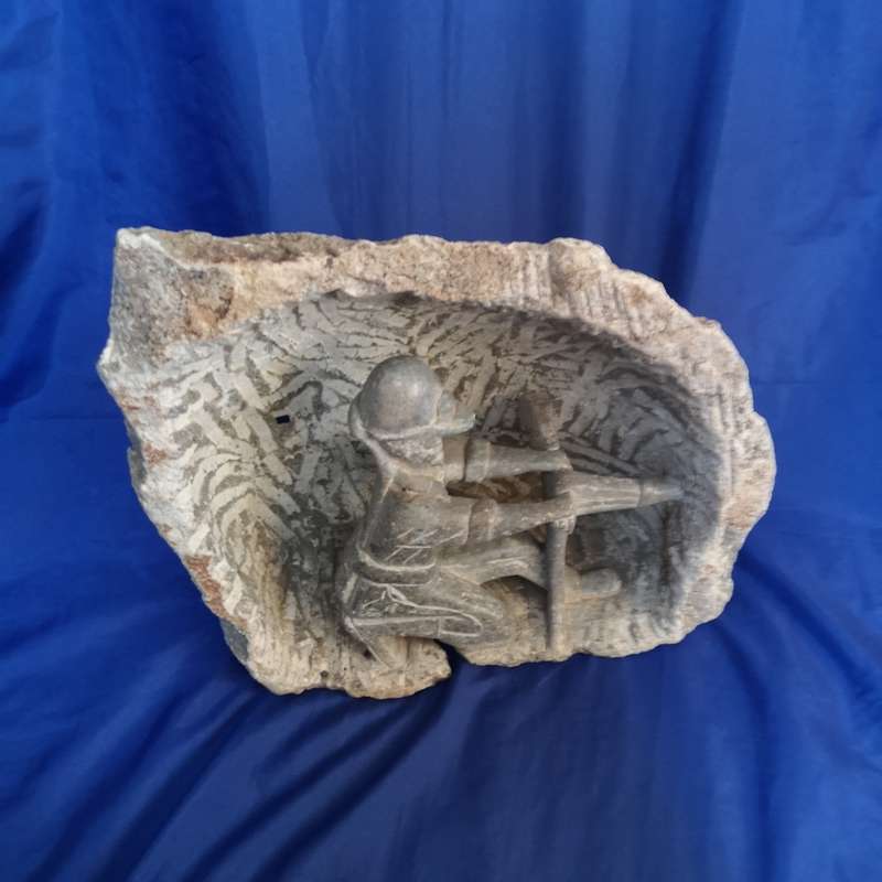 Mining Folk Art 3 D Miner Carved/ Sculpted from One Piece of Rock Unique. vintage