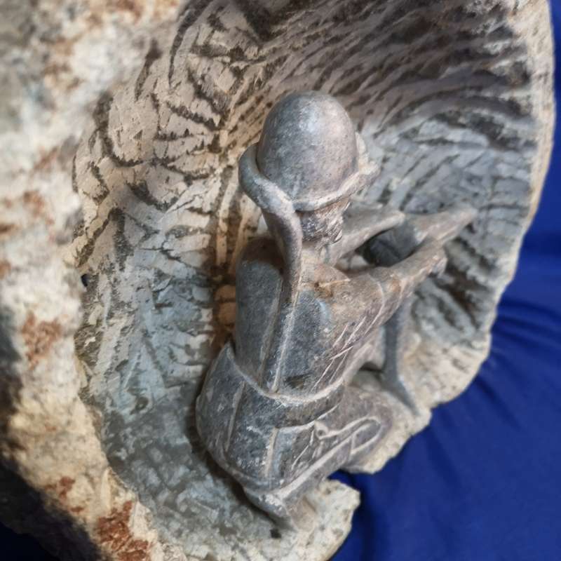 Mining Folk Art 3 D Miner Carved/ Sculpted from One Piece of Rock Unique. vintage