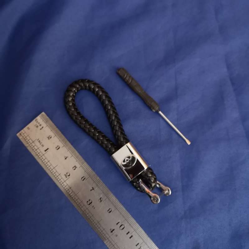 Toyota Car Key Logo Braided Leather Rope Key Ring Holder. Metal