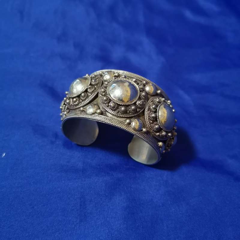 Vintage Siam Marked Thailand Circa 30`s Sterling Silver Cuff Bracelet