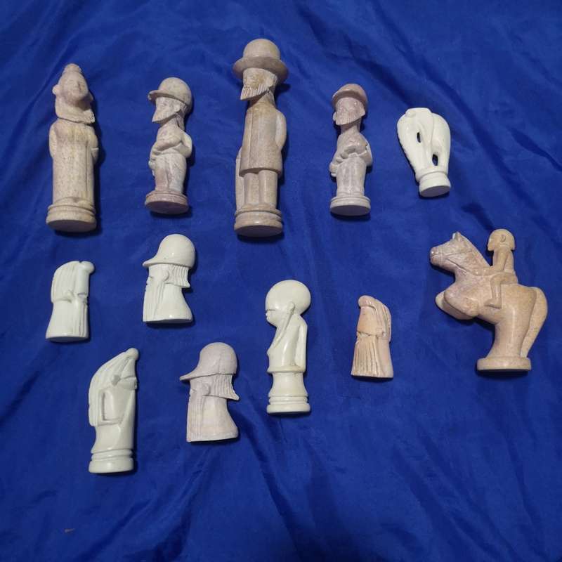 12 Stone Handcarved pieces. Origin unknown (Europe). Beautifully done detailed pieces