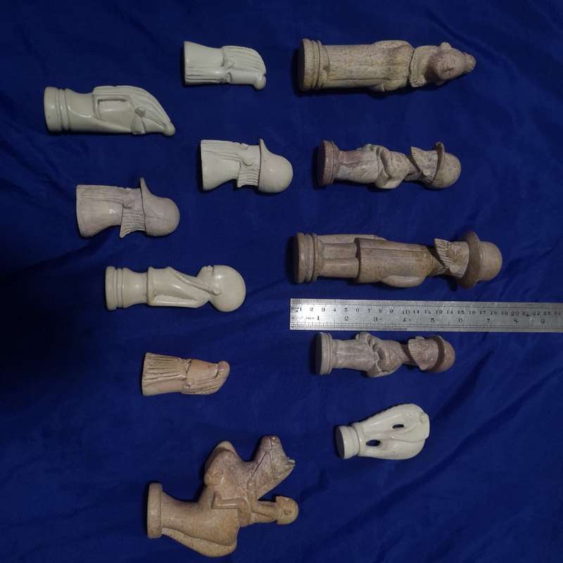 12 Stone Handcarved pieces. Origin unknown (Europe). Beautifully done detailed pieces