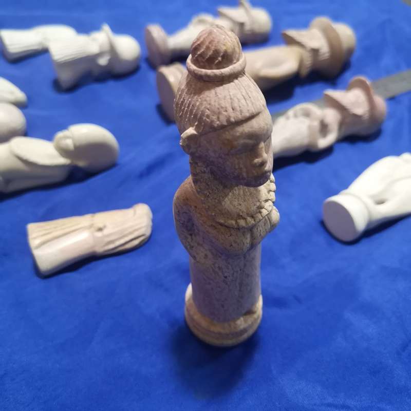 12 Stone Handcarved pieces. Origin unknown (Europe). Beautifully done detailed pieces