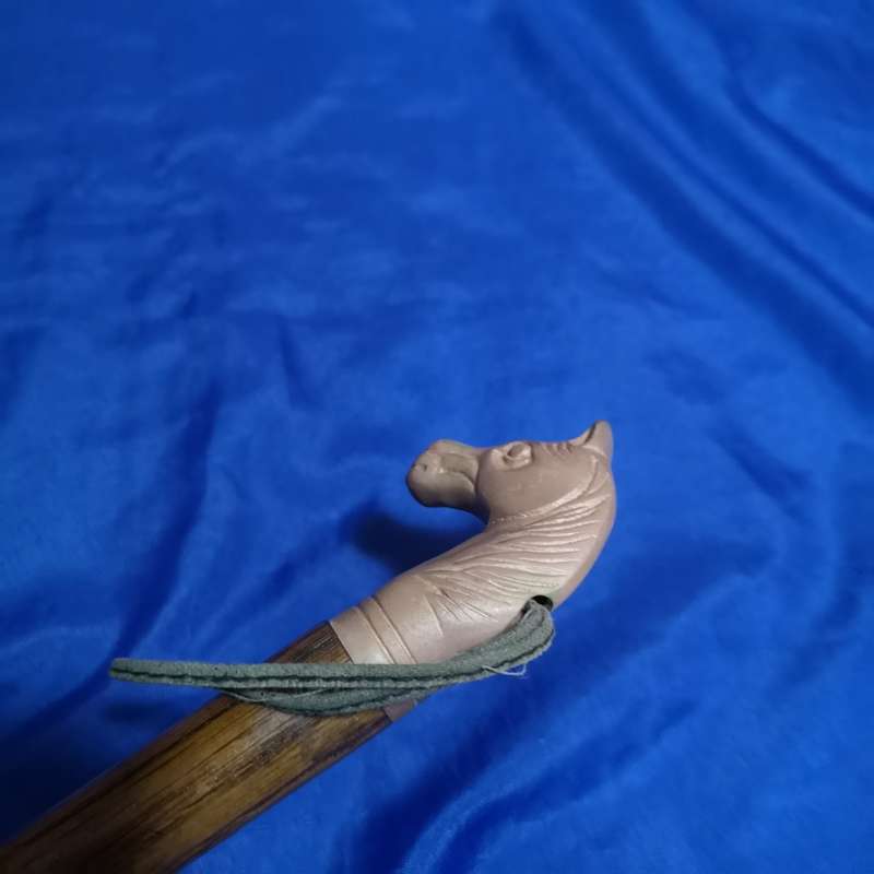 Vintage Brass and Wood Horse Head Long Handle Shoe Horn Equestrian. Rare Find