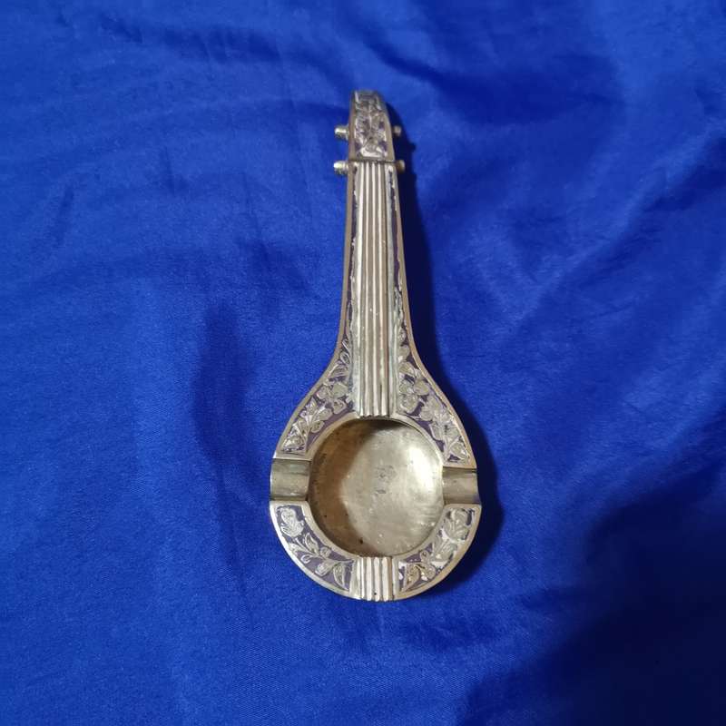 Vintage Brass Sitar Shaped Ashtray- Made in India