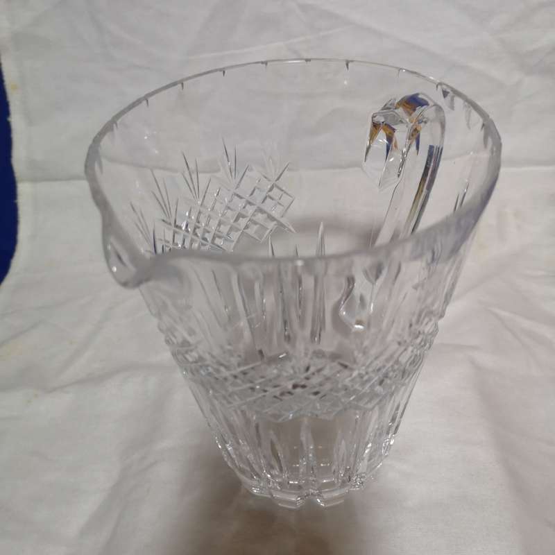Beautiful  Crystal Pinched Spout Pitcher. Stunning Cut Crystal