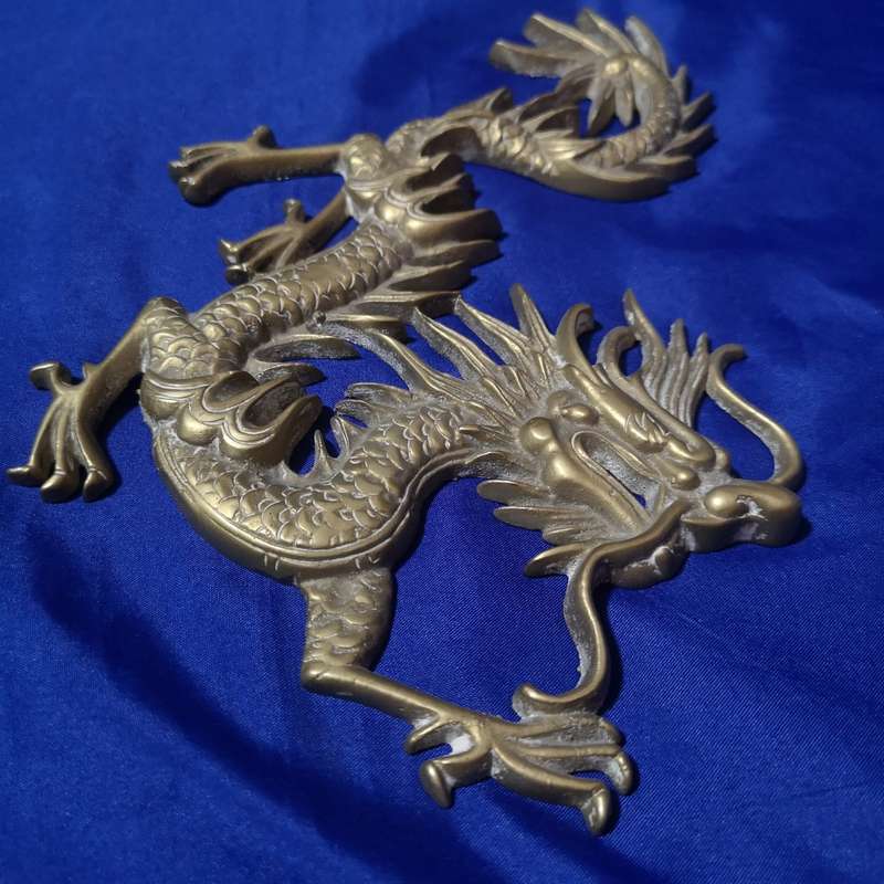 Vintage Solid Brass Dragon Wall Hanging Sculpture