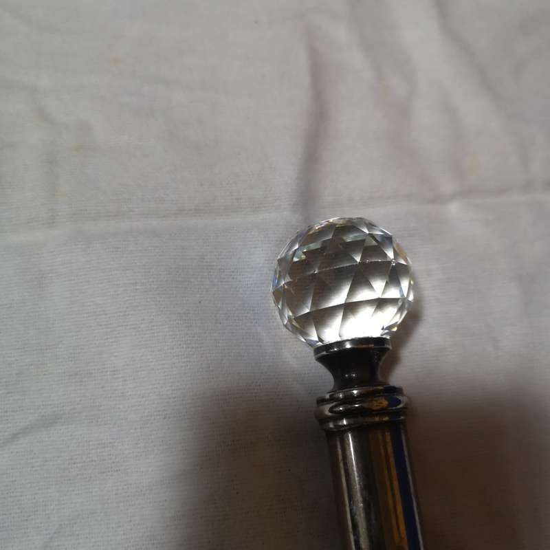 Vintage Crystal Ball Cake Knife, silver plate & Cut Crystal Handle