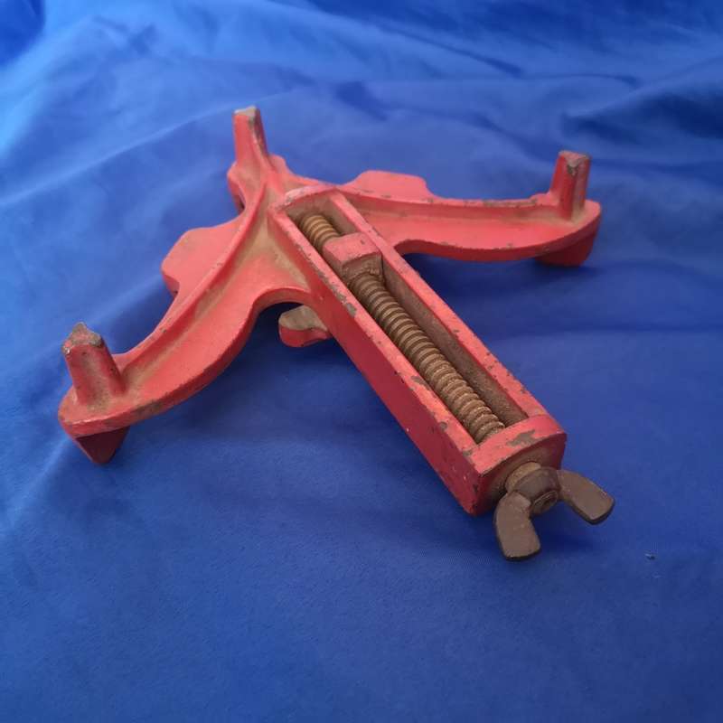 Vintage Marples & Sons corner clamp, bright red in original condition. Sheffield England.