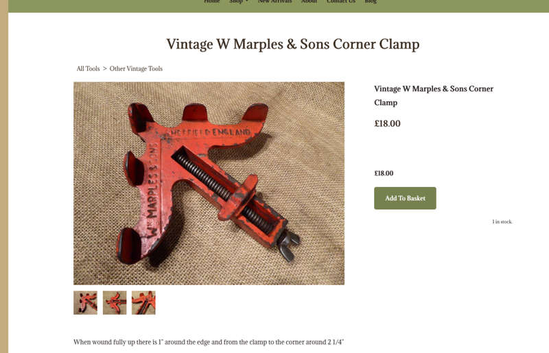 Vintage Marples & Sons corner clamp, bright red in original condition. Sheffield England.