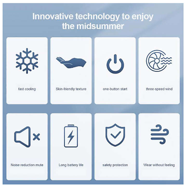 Portable USB charging Bladeless Neck Fan. fast Cooling 3 fan speeds. Long battery life 3.7v.