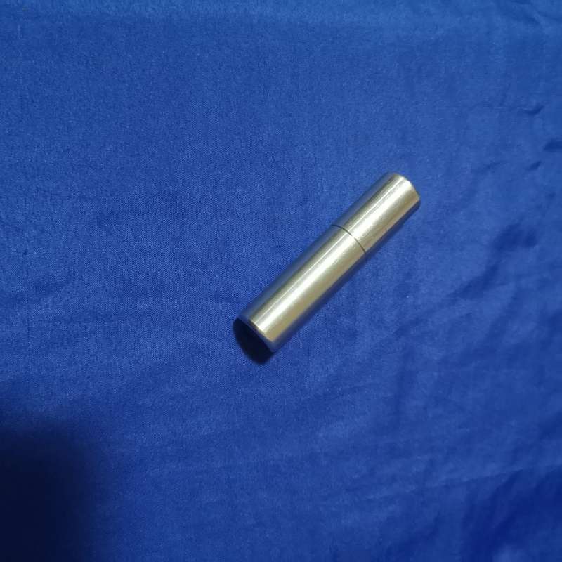 Miniature Stainless steel storage tube, heavy gauge, threaded lid.