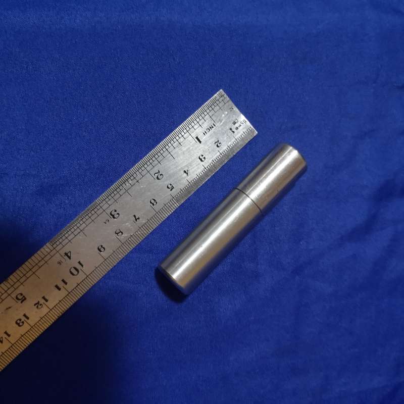 Miniature Stainless steel storage tube, heavy gauge, threaded lid.