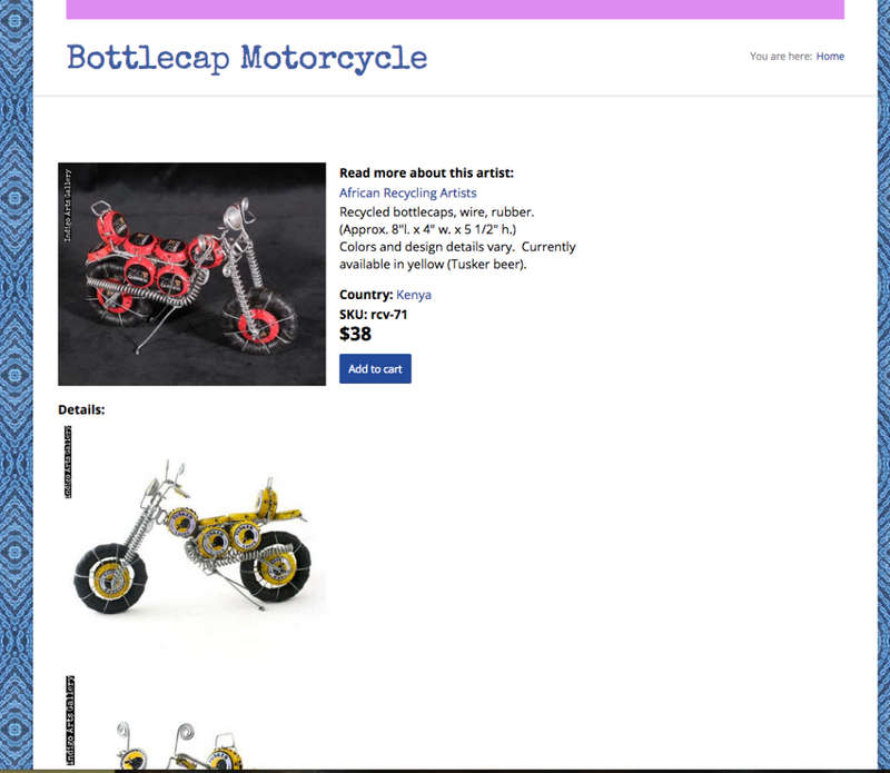 Bottle cap Motorcycle- Indigoarts- African Recycling Artists (Kenya)