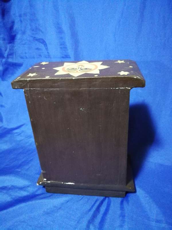 Indonesian Moon and Sun Keepsake Chest of Draws. Handpainted. Vintage Decor item.