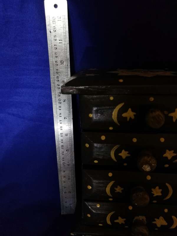 Indonesian Moon and Sun Keepsake Chest of Draws. Handpainted. Vintage Decor item.