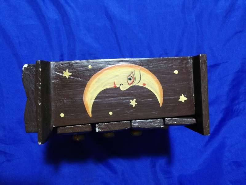 Indonesian Moon and Sun Keepsake Chest of Draws. Handpainted. Vintage Decor item.