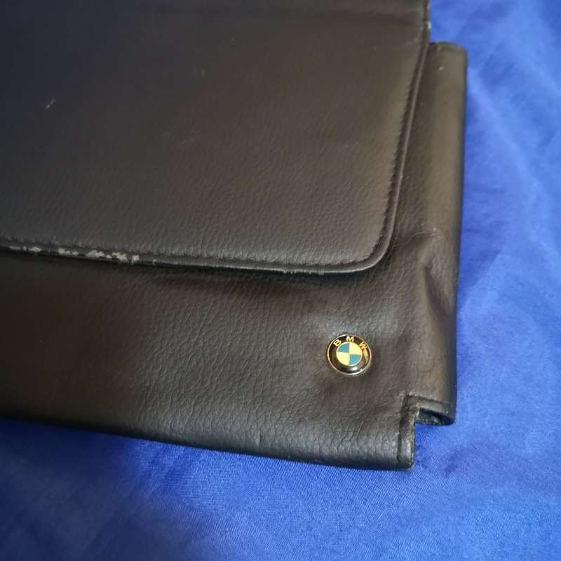 BMW Owners Manual Book Case Owners Guide Black Leather OEM GOOD CONDITION