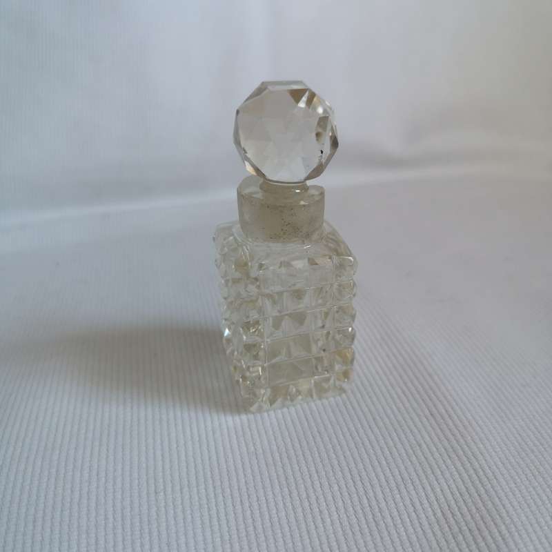 Antique Miniature Cut Clear Crystal Scent Perfume Bottle