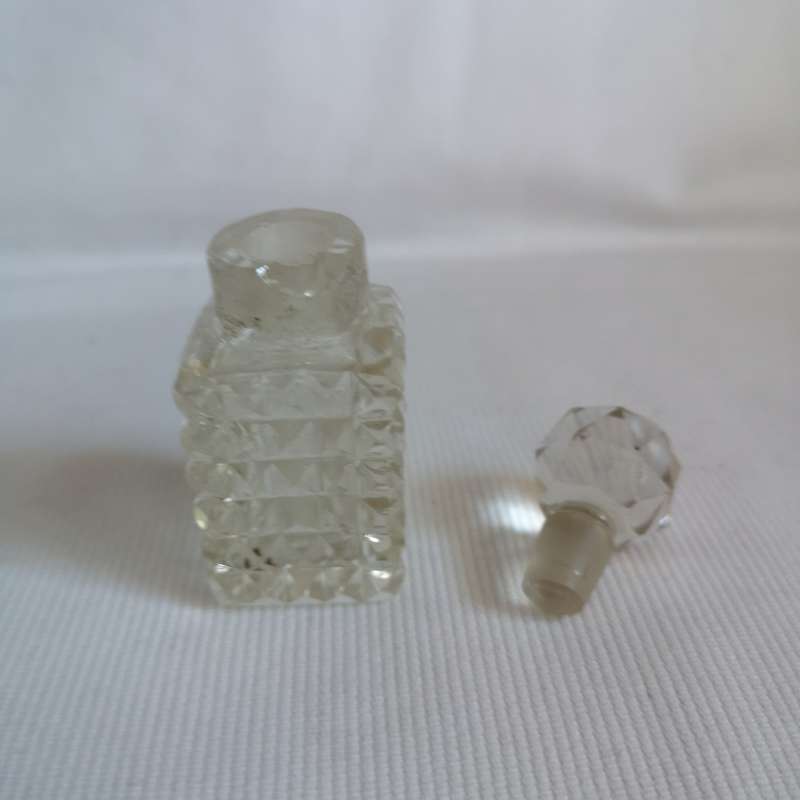 Antique Miniature Cut Clear Crystal Scent Perfume Bottle