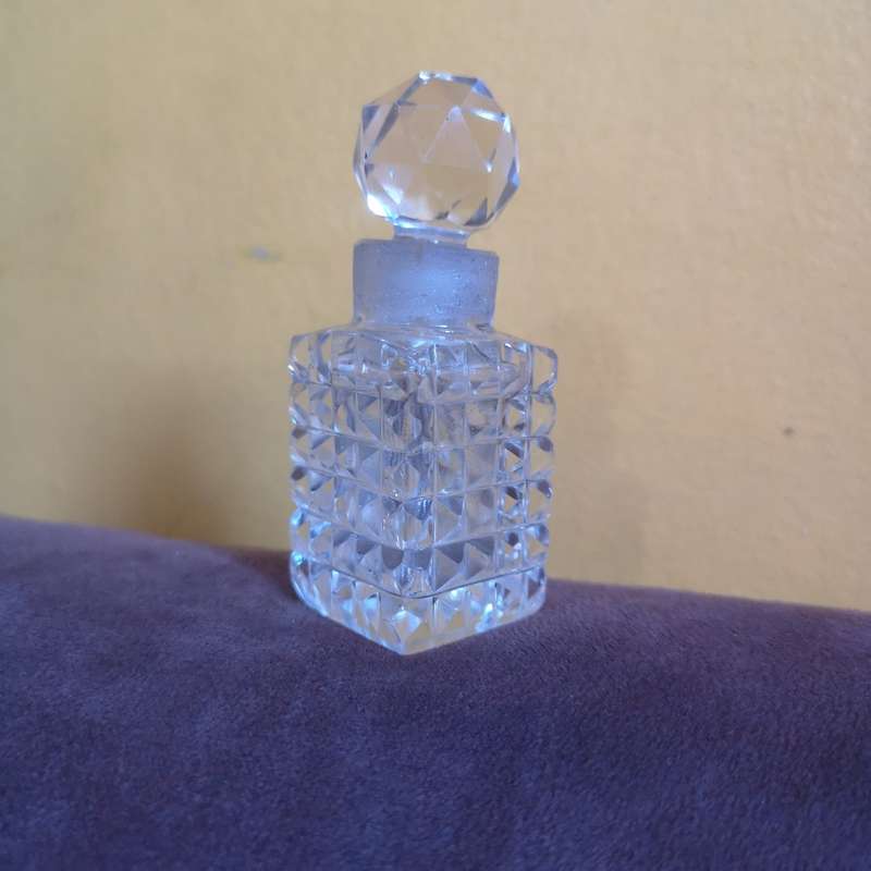 Antique Miniature Cut Clear Crystal Scent Perfume Bottle