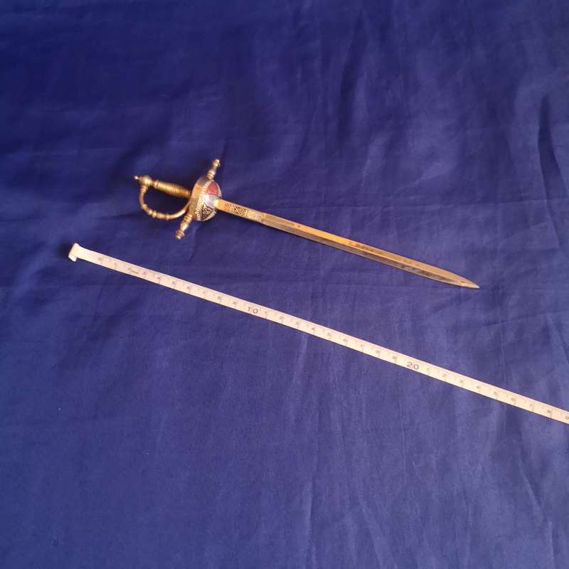Vintage Toledo Rapier Sword Ornate Letter Opener 8.5` Portugal