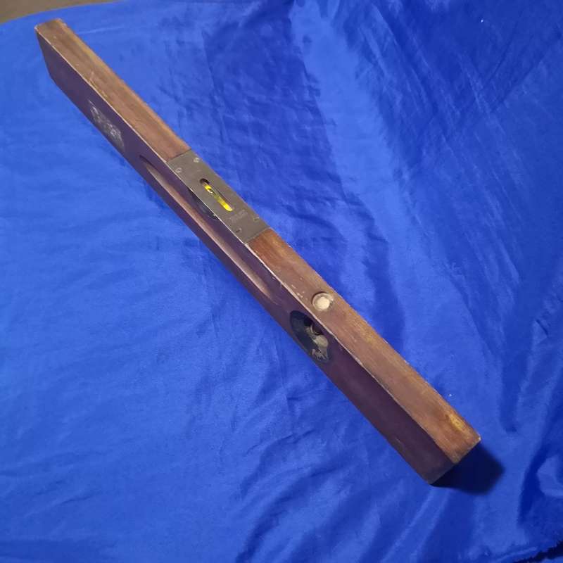 VINTAGE STANLEY 24` LEVEL-MADE IN U.S.A. OF GENUINE CHERRY WOOD W BRASS ACCENTS