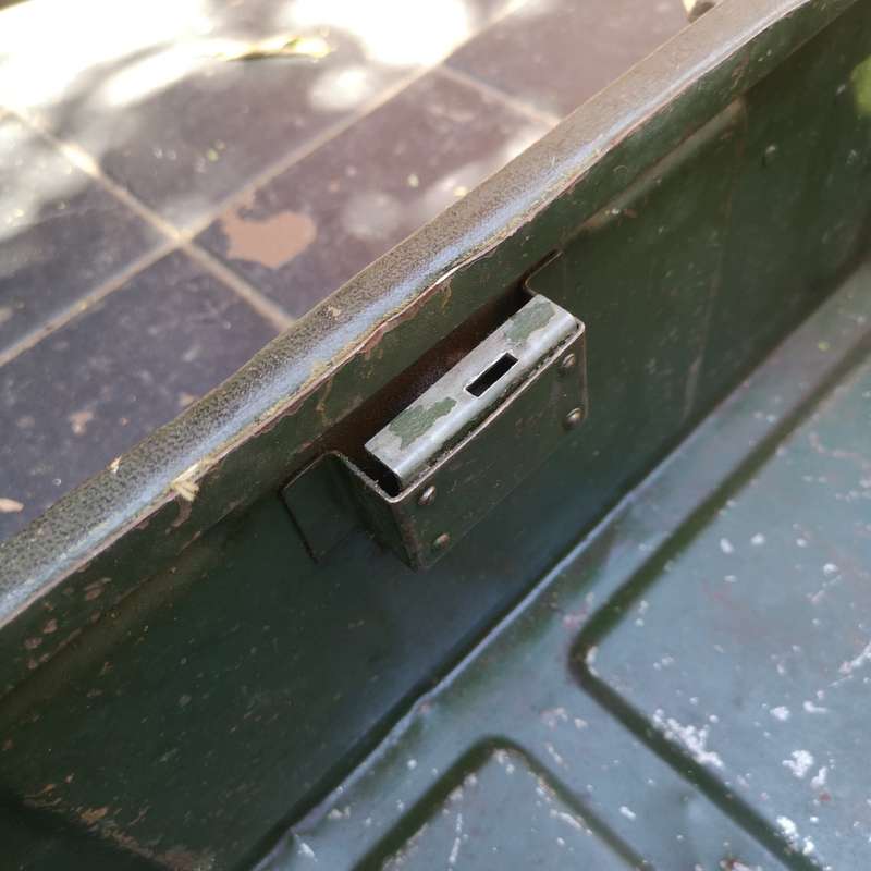 Vintage Military metal ammo box lockable with key. Medium size