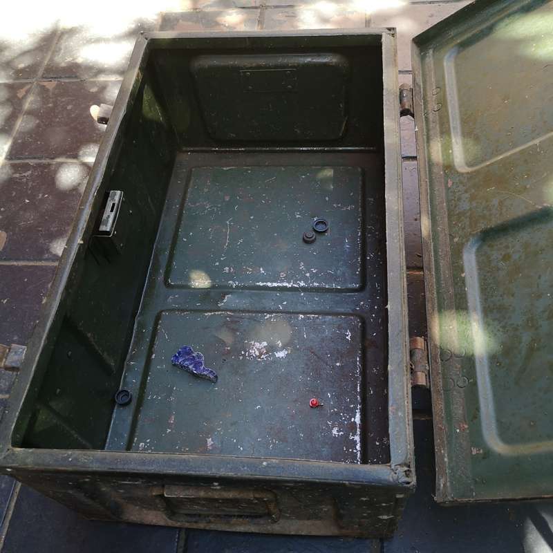 Vintage Military metal ammo box lockable with key. Medium size
