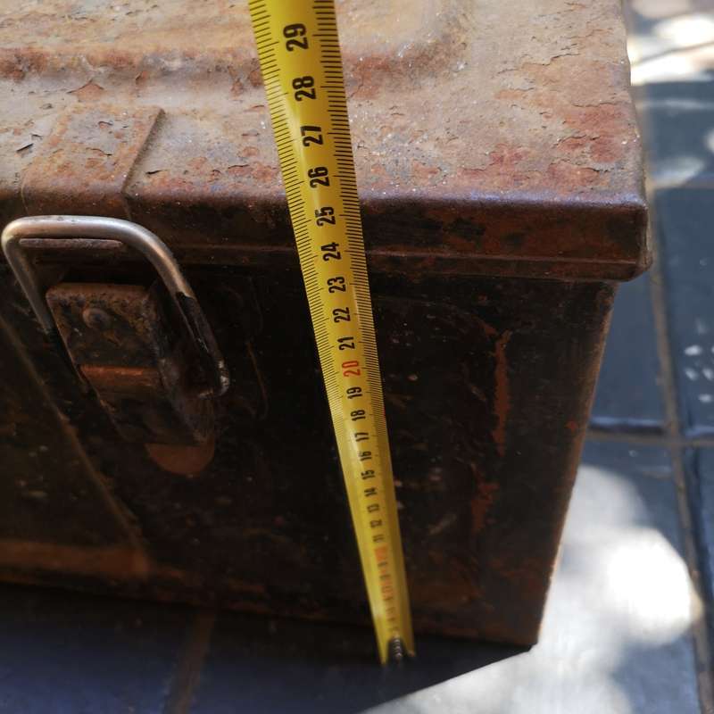 Vintage Military metal ammo box lockable with key. Medium size