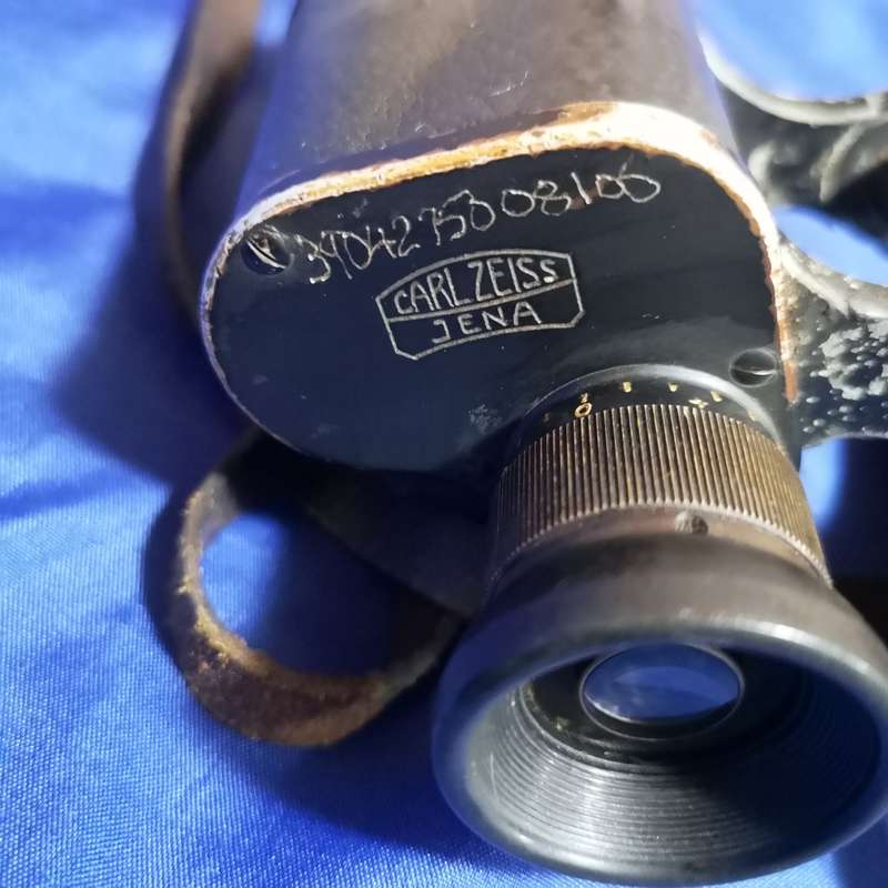 WW2 Carl Zeiss Jena 6x30 Binoculars `Dienstglas` with original leather strap.