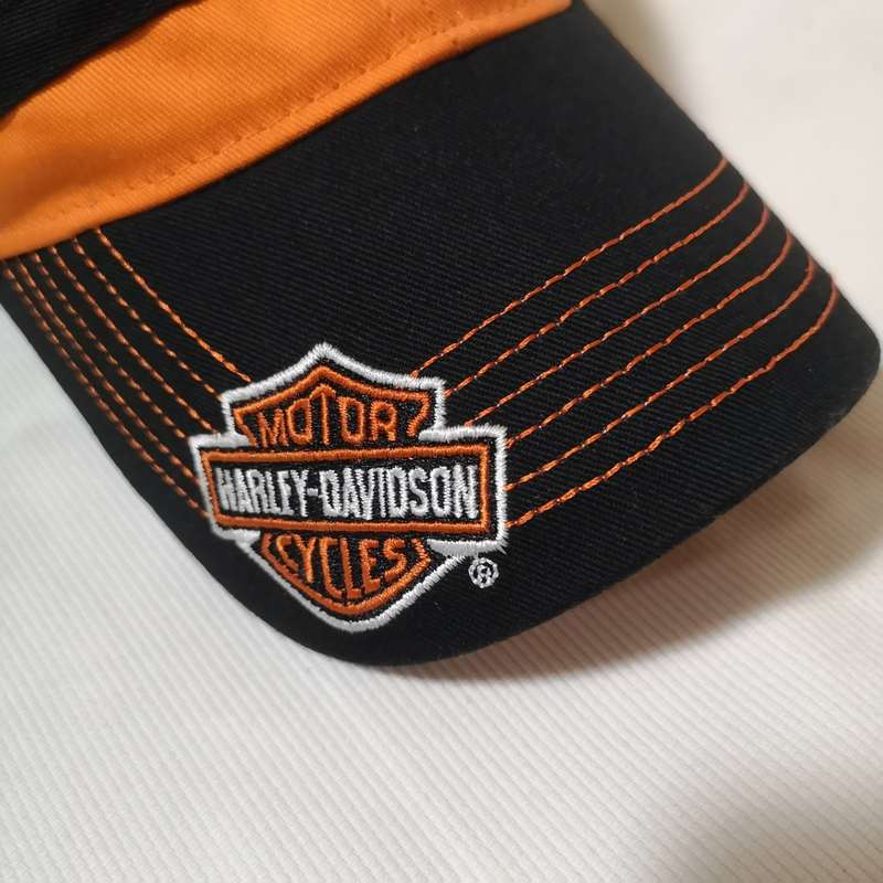 Harley Davidson Hat Cap Strap Back Orange Black. Original item St Peters Missouri- Unused