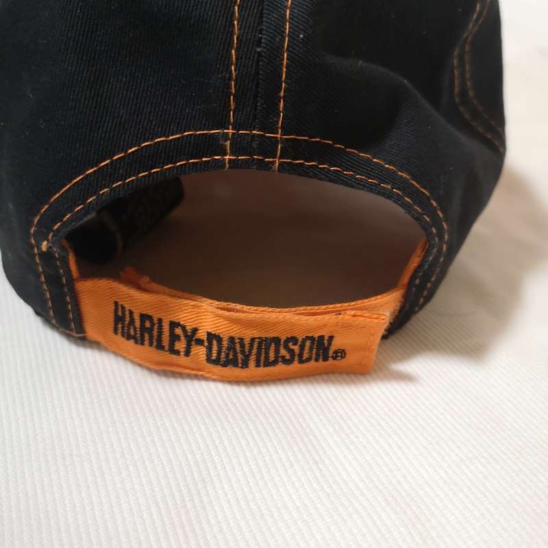 Harley Davidson Hat Cap Strap Back Orange Black. Original item St Peters Missouri- Unused