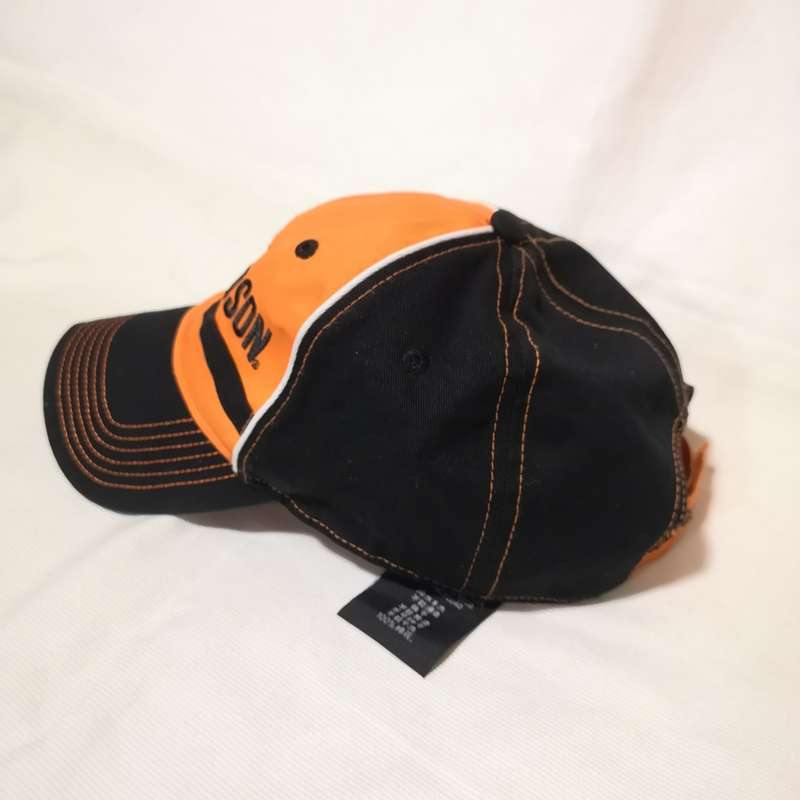 Harley Davidson Hat Cap Strap Back Orange Black. Original item St Peters Missouri- Unused