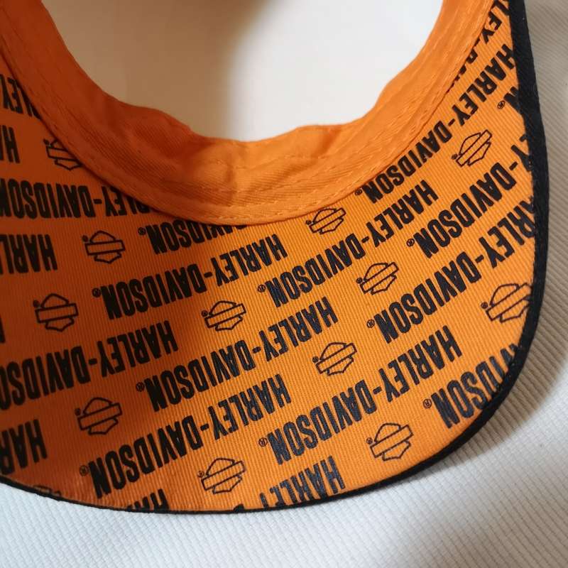 Harley Davidson Hat Cap Strap Back Orange Black. Original item St Peters Missouri- Unused