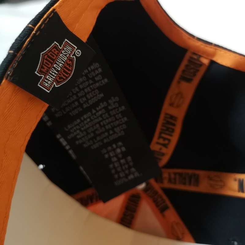 Harley Davidson Hat Cap Strap Back Orange Black. Original item St Peters Missouri- Unused